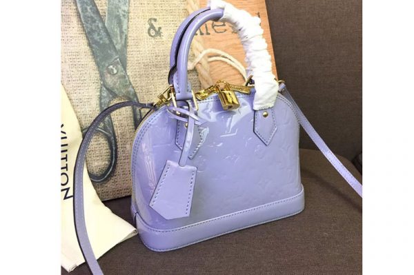 Replica Louis Vuitton M91606 LV Monogram Vernis Alma BB Bags Light Purple