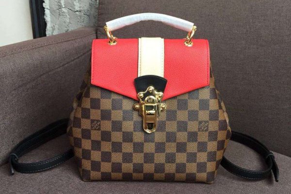 Replica Louis Vuitton N40104 Clapton Backpack Damier Ebene Canvas Scarlet