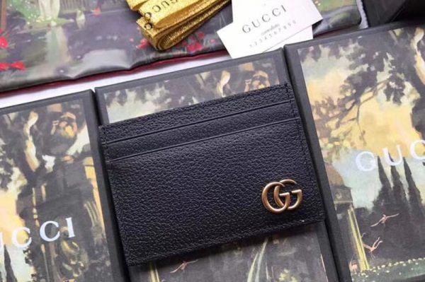 Replica Gucci 436022 GG Marmont leather money clip Black