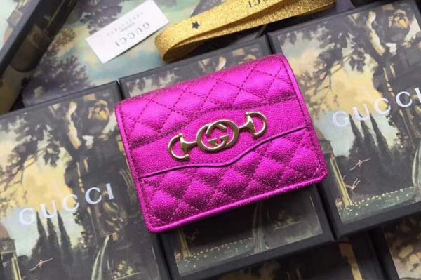 Replica Gucci ‎‎536353 Laminated leather card case Fuchsia