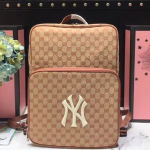 Replica Gucci ‎536724 Medium backpack with NY Yankees patch red/beige GG canvas