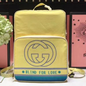 Replica Gucci ‎536724 Medium backpack with Interlocking G print light yellow nylon