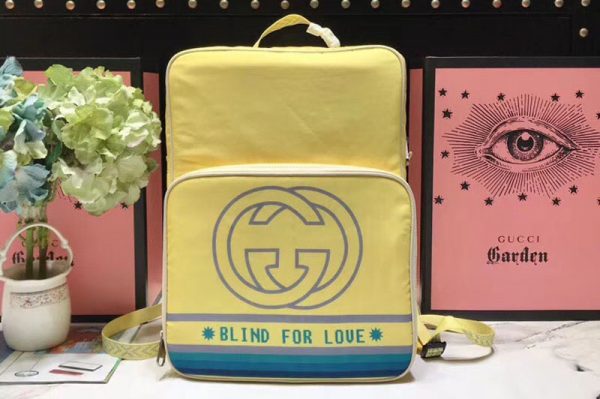 Replica Gucci ‎536724 Medium backpack with Interlocking G print light yellow nylon