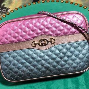 Replica Gucci 541061 Laminated Leather Small Shoulder Bag Pink And Green