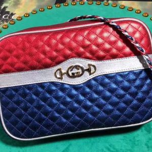 Replica Gucci 541061 Laminated Leather Small Shoulder Bag Red and Blue