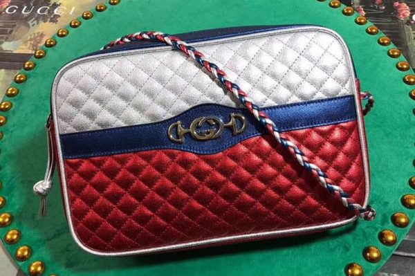 Replica Gucci 541061 Laminated Leather Small Shoulder Bag Red And White