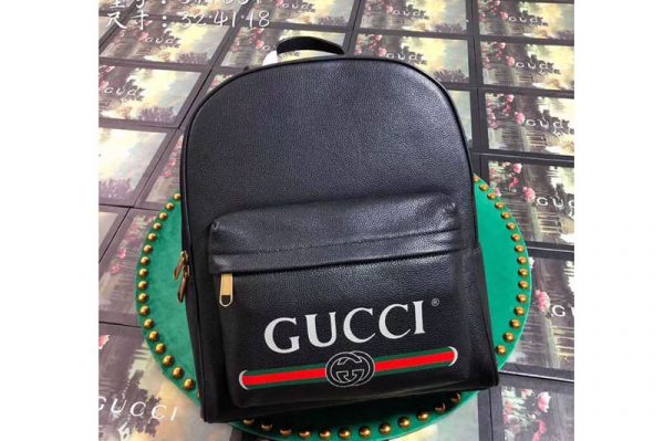 Replica Gucci 547834 Print leather backpack Black leather