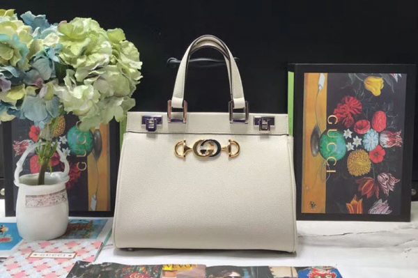 Replica Gucci 569712 Zumi grainy leather small top handle bags white grainy leather