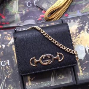 Replica Gucci 570660 Zumi grainy leather card case Black grainy leather