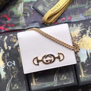 Replica Gucci 570660 Zumi grainy leather card case White grainy leather