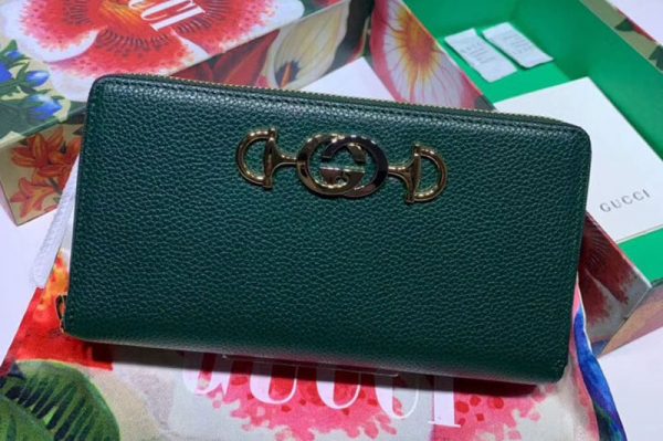 Replica Gucci 570661 Zumi zip around wallet Green Leather