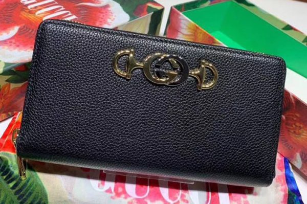 Replica Gucci 570661 Zumi zip around wallet Black Leather