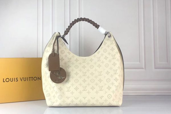 Replica Louis Vuitton M52950 LV Carmel hobo bag Mahina Leather White