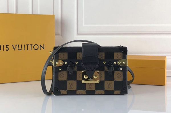 Replica Louis Vuitton M53253 LV Petite Malle Monogram Reverse canvas Black