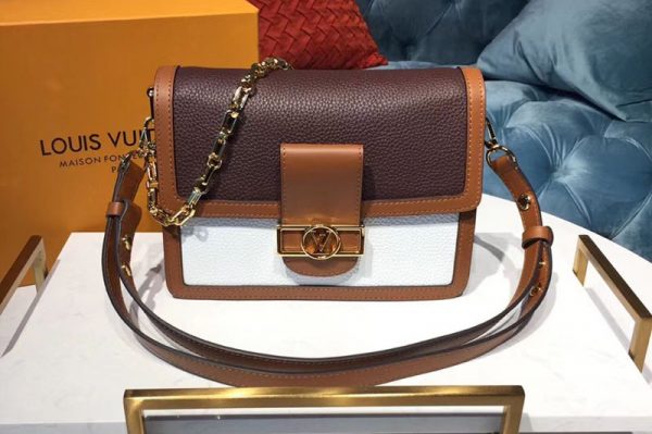 Replica Louis Vuitton M53868 LV Dauphine MM Bags Taurillon Leather Snow / Blackberry