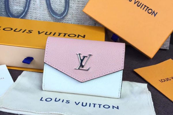 Replica Louis Vuitton M63978 LV Lockmini Wallet Lockme Calf Leather ROSE BALLET BLANC MAITO NOIR