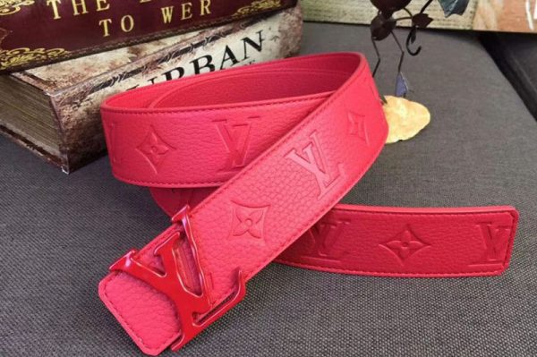 Replica Louis Vuitton MP238Q LV Shape 40mm Belt Taurillon Leather Red