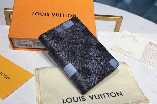 Replica Louis Vuitton N60158 LV Pocket Organizer Damier Graphite Canvas Light Blue