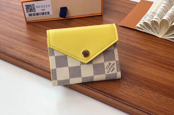 Replica Louis Vuitton N60220 LV Zoe Wallet Damier Azur Canvas Yellow