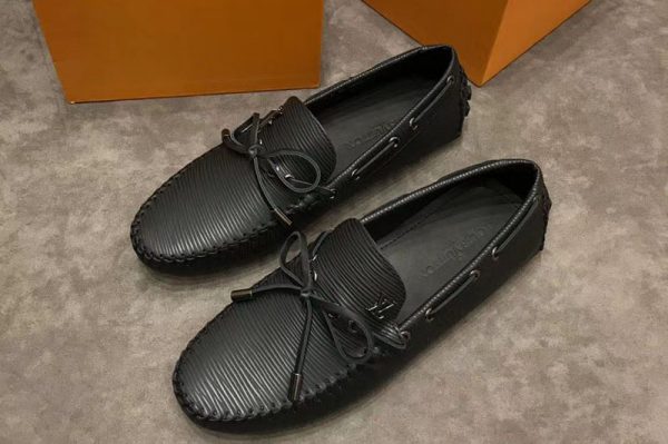 Replica Louis Vuitton LV Arizona Mocassin Shoes Black Calf Leather