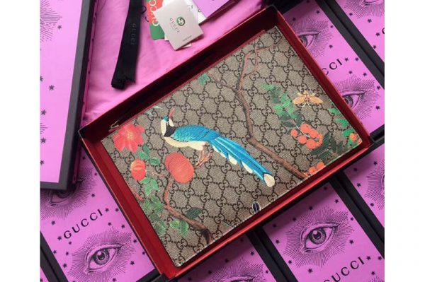 Replica Gucci 424900 GG Supreme pouch with Phoenix