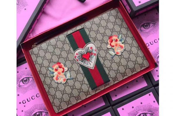 Replica Gucci 431416 GG Supreme pouch Heart