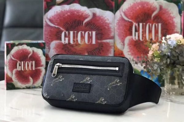 Replica Gucci 474293 Soft GG Supreme tigers belt bag Black