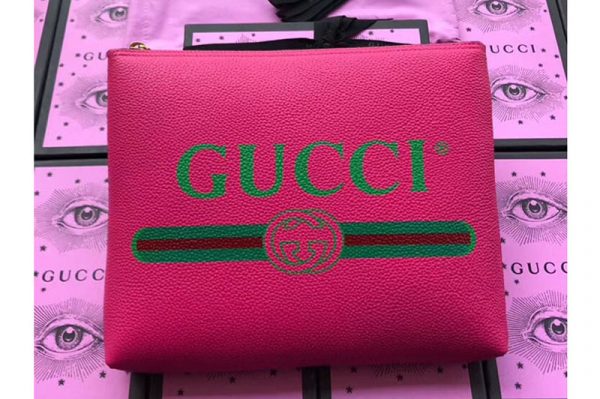 Replica Gucci 500981 Print leather medium portfolio Pink Leather