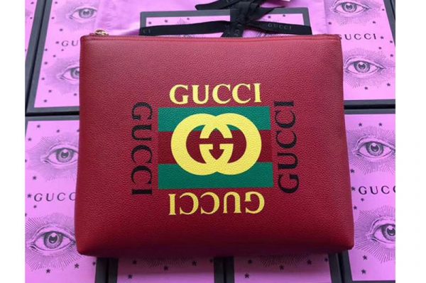 Replica Gucci 500981 Print leather medium portfolio Red Leather