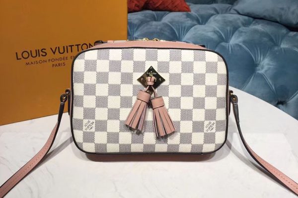 Replica Louis Vuitton N40155 LV Saintonge Bags Damier Azur Canvas Pink