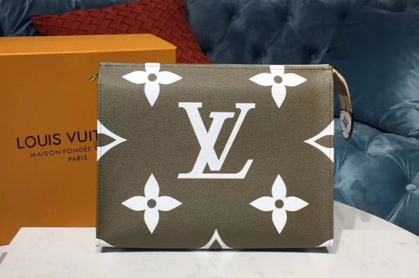 Replica Louis Vuitton M67691 Toilet Pouch XL Monogram coated canvas Khaki