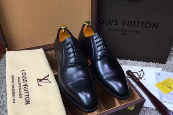 Replica Louis Vuitton LV Monceau Richelieu Shoes Black Calf Leather