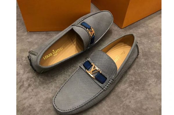 Replica Louis Vuitton LV Hockenheim Loafer And Shoes Gray Calf Leather