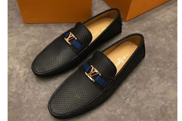 Replica Louis Vuitton LV Hockenheim Loafer And Shoes Black Calf Leather Gold Buckle