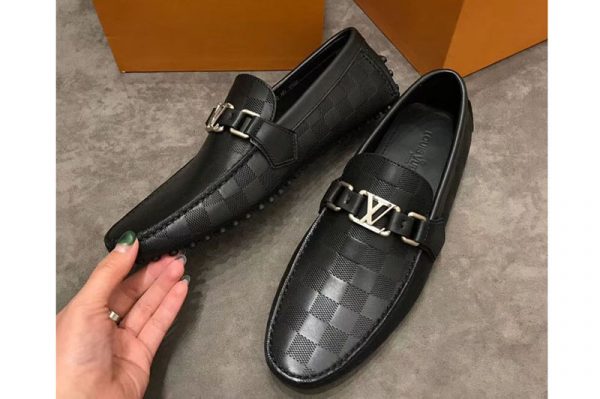 Replica Louis Vuitton LV Hockenheim Loafer And Shoes Black Damier Embossed Calf leather