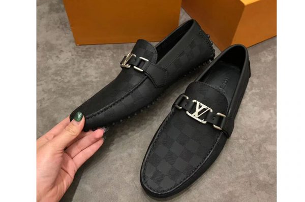 Replica Louis Vuitton LV Hockenheim Loafer And Shoes Damier Embossed Calf leather Black