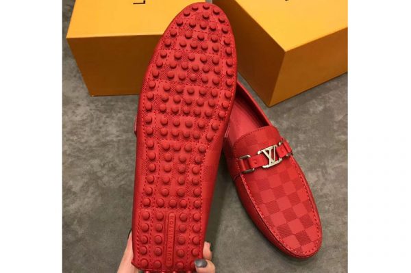 Replica Louis Vuitton LV Hockenheim Loafer And Shoes Damier Embossed Calf leather Red