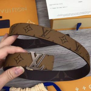 Replica Louis Vuitton M0149U LV Iconic 30mm Reversible Belt Brown Monogram canvas Silver Hardware