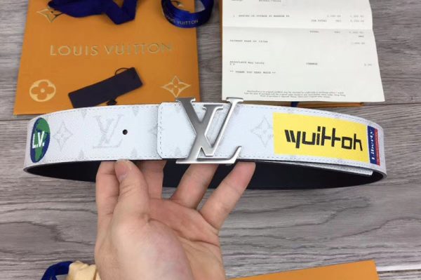 Replica Louis Vuitton LV 40mm Belt White Monogram Canvas