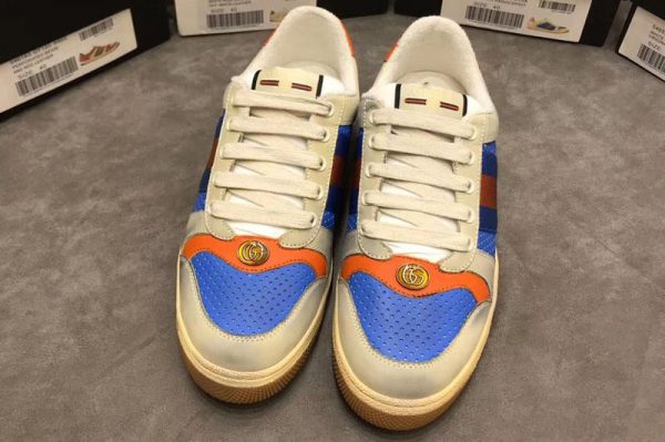 Replica Gucci ‎546163 Screener leather sneaker blue and white leather