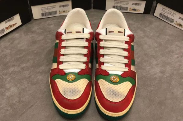 Replica Gucci ‎546163 Screener leather sneaker Red and white leather