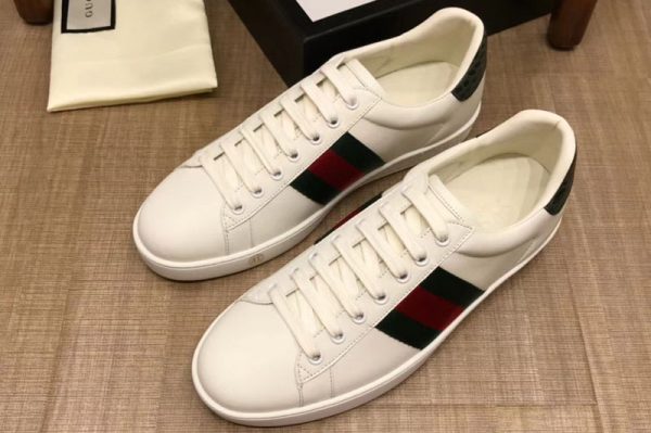 Replica Gucci ‎386750 Ace embroidered sneaker White Leather Mens and Women Size