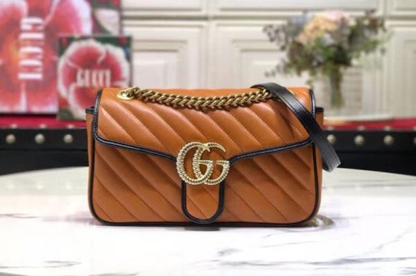 Replica Gucci 443497 GG Marmont small shoulder bags cognac leather