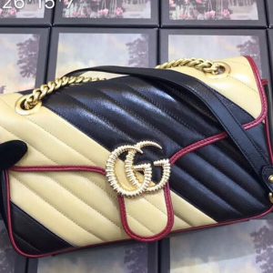 Replica Gucci 443497 GG Marmont small shoulder bags beige/black leather