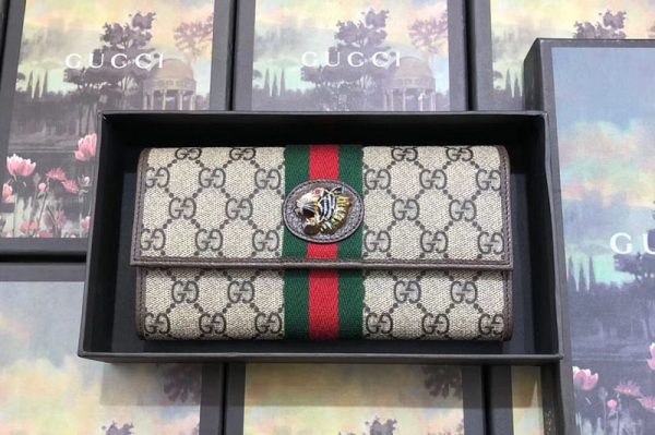 Replica Gucci 573789 Rajah continental wallet GG Supreme Canvas