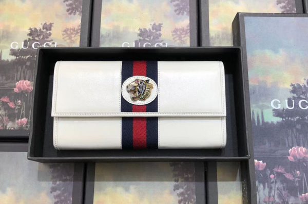 Replica Gucci 573789 Rajah continental wallet White Leather