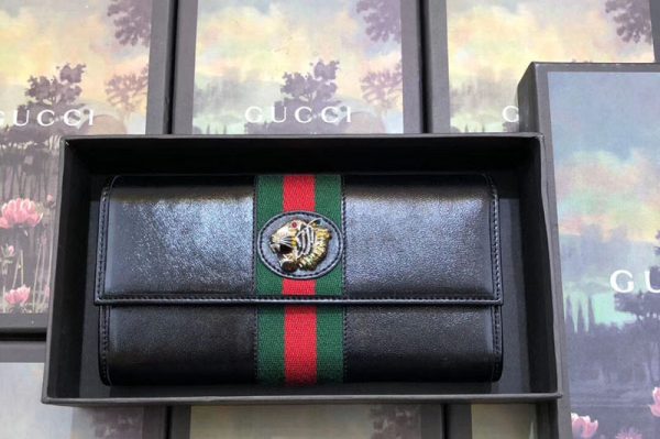 Replica Gucci 573789 Rajah continental wallet Black Leather