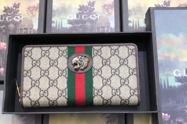 Replica Gucci 573791 Rajah zip around wallet GG Supreme canvas