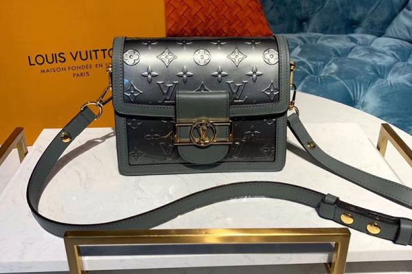 Replica Louis Vuitton M44580 LV Mini Dauphine Gray Monogram Vernis