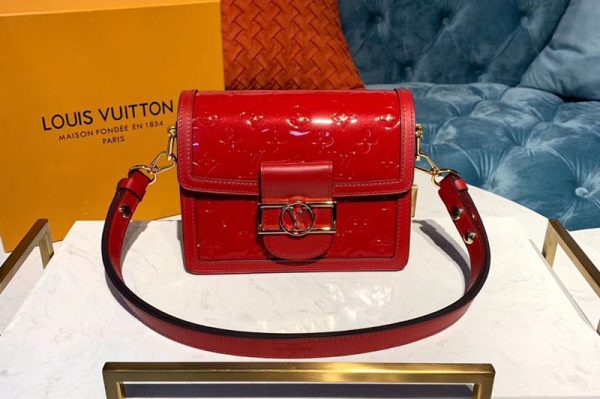 Replica Louis Vuitton M44580 LV Mini Dauphine Red Monogram Vernis